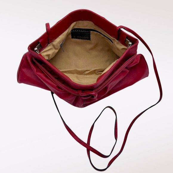 Vintage Red Leather Crossbody Bag 80s B Young Colombia - Picture 5 of 10